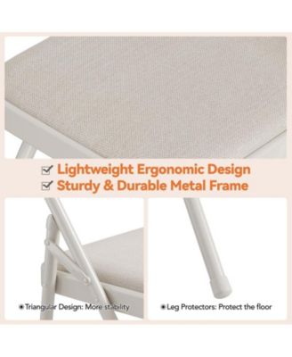 2 Pack, Portable Metal Chairs  Folding Chairs  with Cushions and Non-Slip Feet Pads for Home and Office