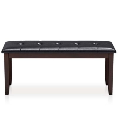 Upholstered PU Dining Room Bench Solid Wood Button Tufted Dining Room Bench