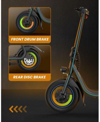 Gyroor 450W Electric Scooter with Seat for Adult, 12 inch Commuter Electric Scooter with Basket - up to 21 Miles 15.5MPH