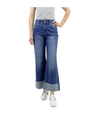 Women's 5 Pockets Wide Cuff Wide Leg Jean