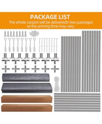 10x20FT Portable Garage, 10'x20' Carport Heavy Duty, Galvanized Frame & 180 g PE Waterproof Canopy, with 4 Doors (Included 2 Side Doors), and 4 Windows, for Pickup Truck, and Boat