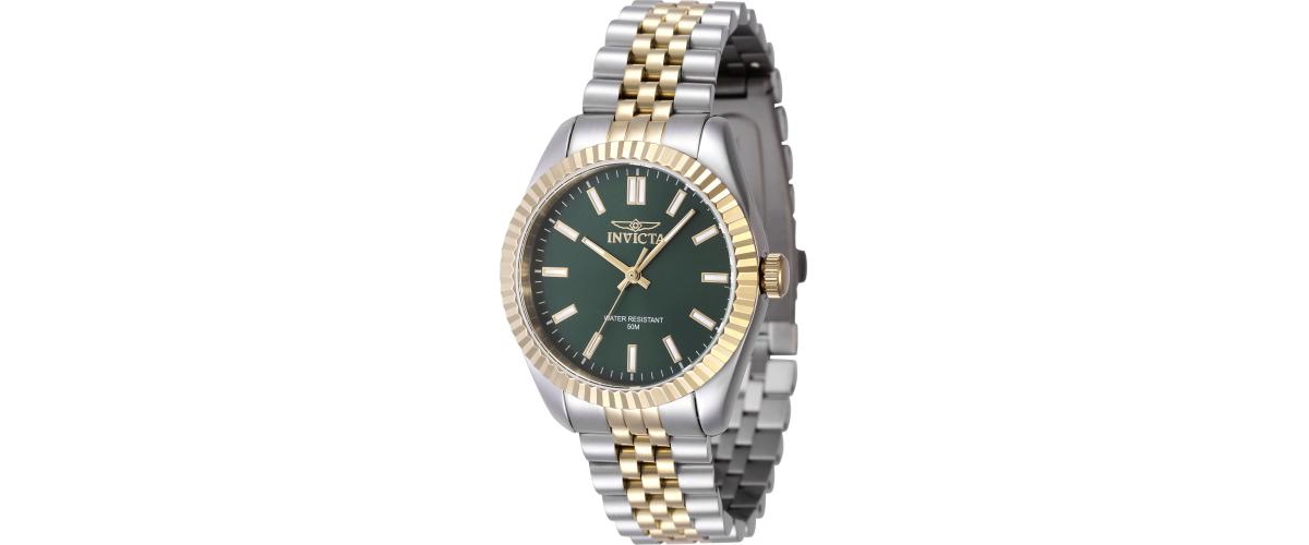 Women's 47501 Specialty Quartz 3 Hand Green Dial Watch - Silver