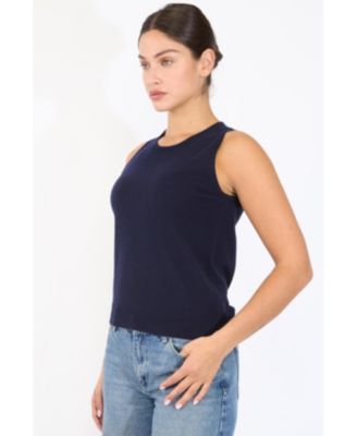 Women's 100% Cashmere Tank Tops Sleeveless Crewneck Sweater Vest