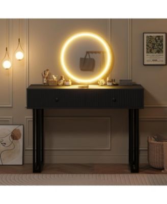 Vanity Desk with Mirror and Lights, 40” Makeup Vanity with 3 Color Lights and Adjustable Brightness