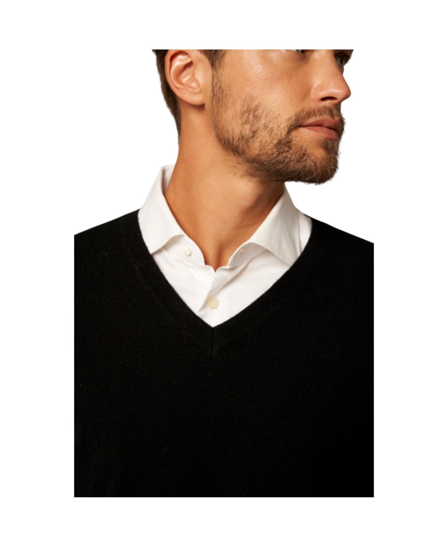 Мужской свитер Bellemere New York Solid V-Neck Merino, цвет: Чёрный — фото 4