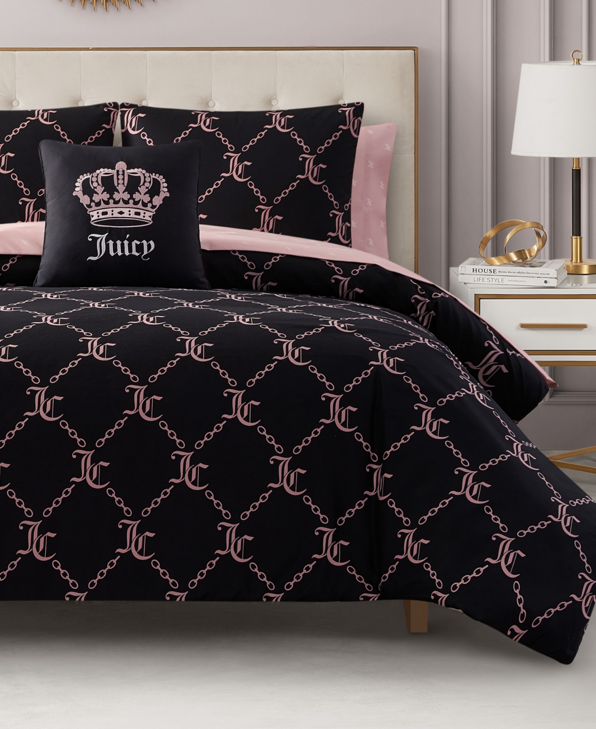 Shop Juicy Couture Logo Link 6-pc. Comforter Set, Twin In Black