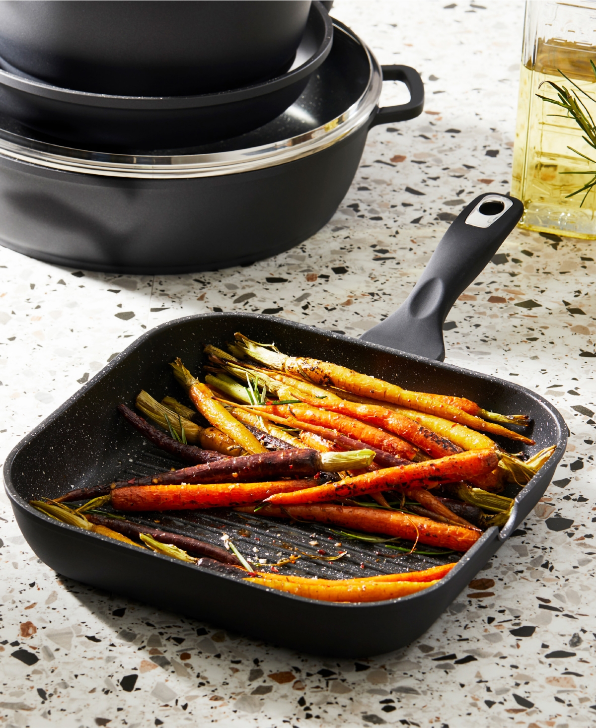 Cuisine::pro Granite 11" Cast Aluminum Grill Pan In Black
