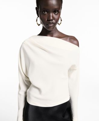 MANGO Women's Pleat Detail Asymmetrical Blouse - Macy's