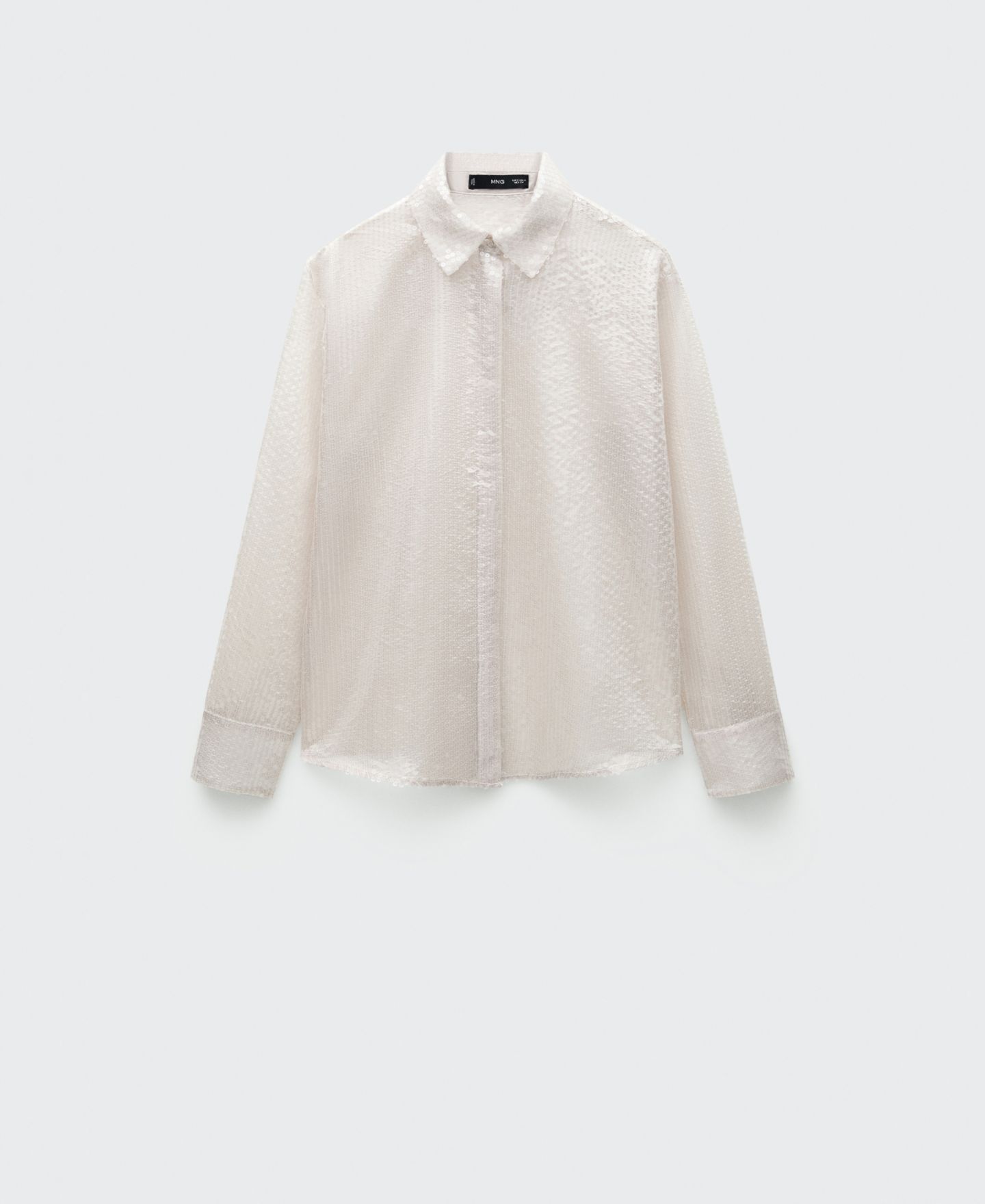 Женская рубашка Mango Semi-Transparent Sequined, цвет: Коричневый — фото 11