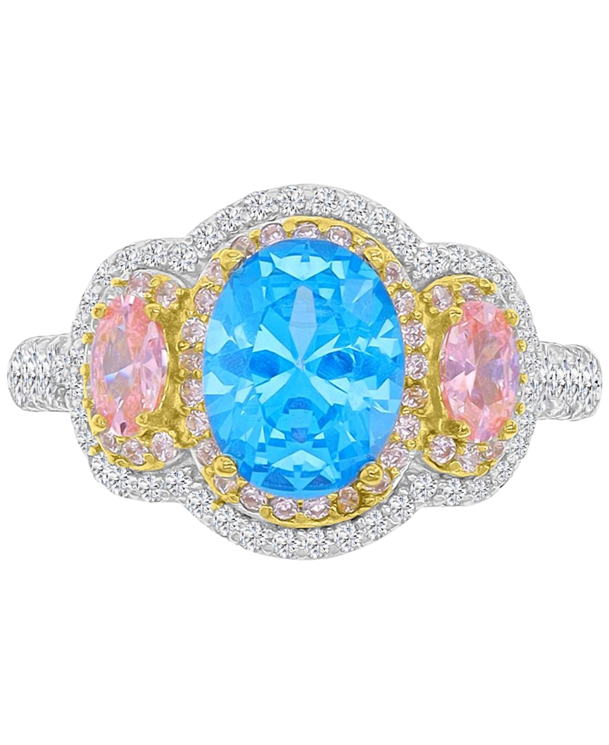 Macy's Multicolor Cubic Zirconia Ring In Sterling Silver & 14k Gold In Silver
