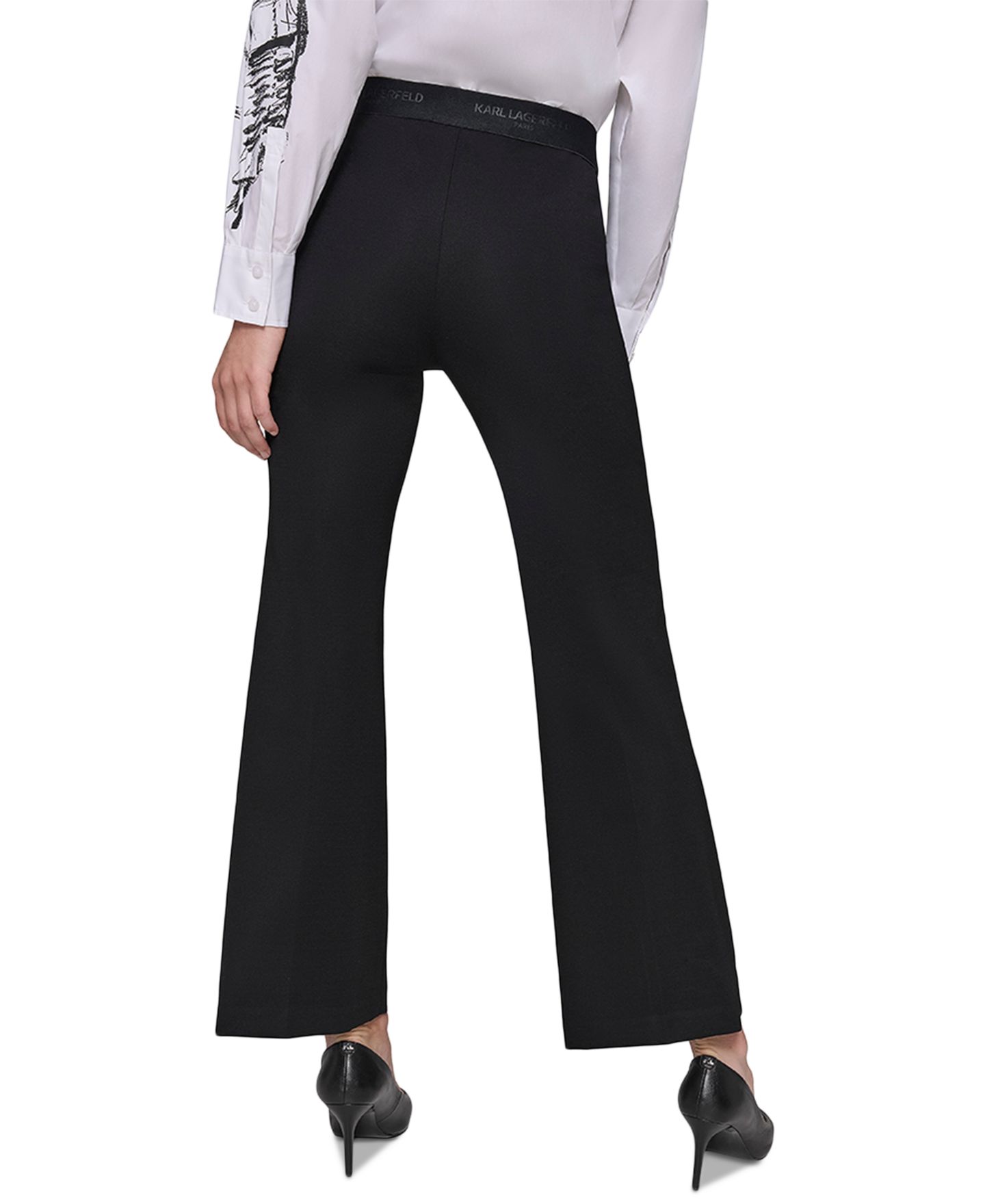 Женские брюки KARL LAGERFELD PARIS Pull-On Boot-Cut, цвет: Чёрный — фото 3