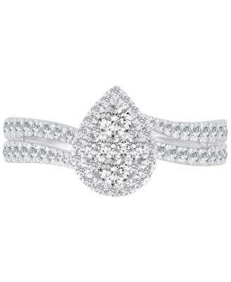Diamond Pear Shaped Cluster Bridal Set (1 ct. t.w) in 14k White Gold