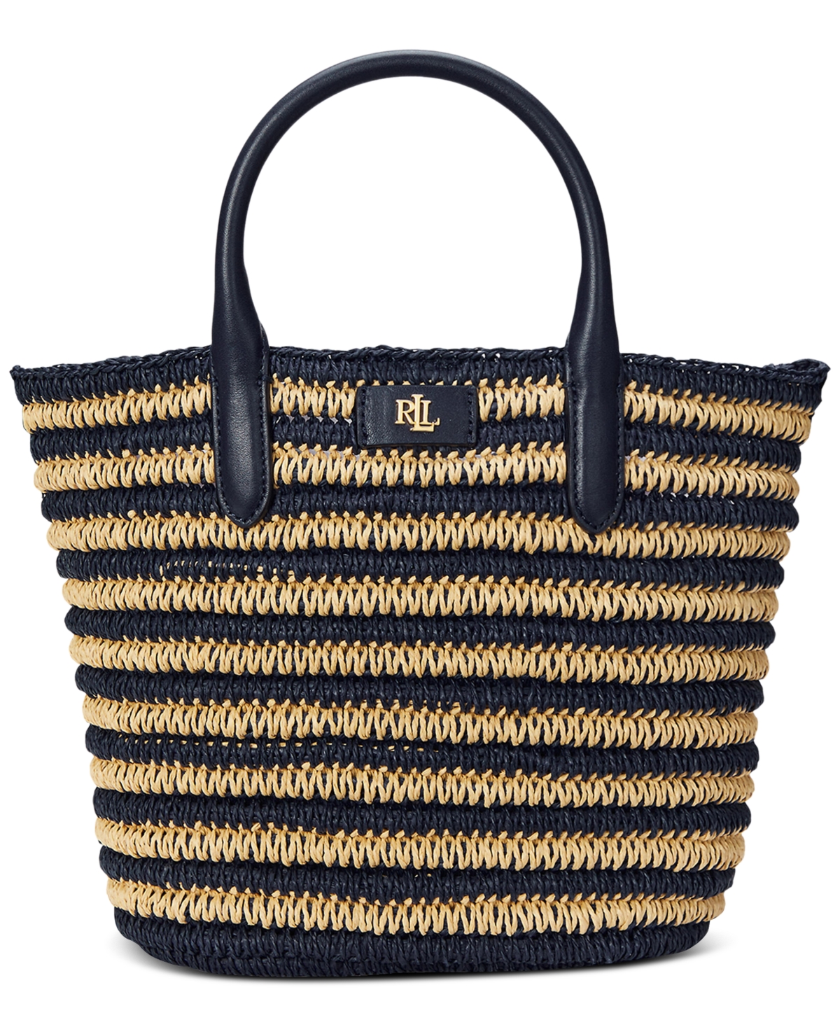 Lauren Ralph Lauren Striped Straw Brie Tote Bag