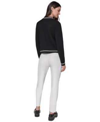 KARL LAGERFELD PARIS Women's Four-Pocket Crewneck Cardigan