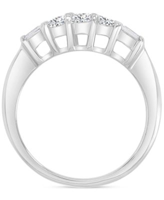 Cubic Zirconia Round & Baguette Promise or Engagement Ring in Sterling Silver