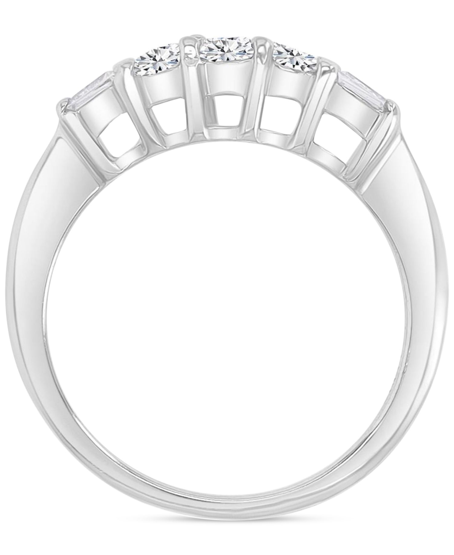 Cubic Zirconia Round & Baguette Promise or Engagement Ring in Sterling Silver