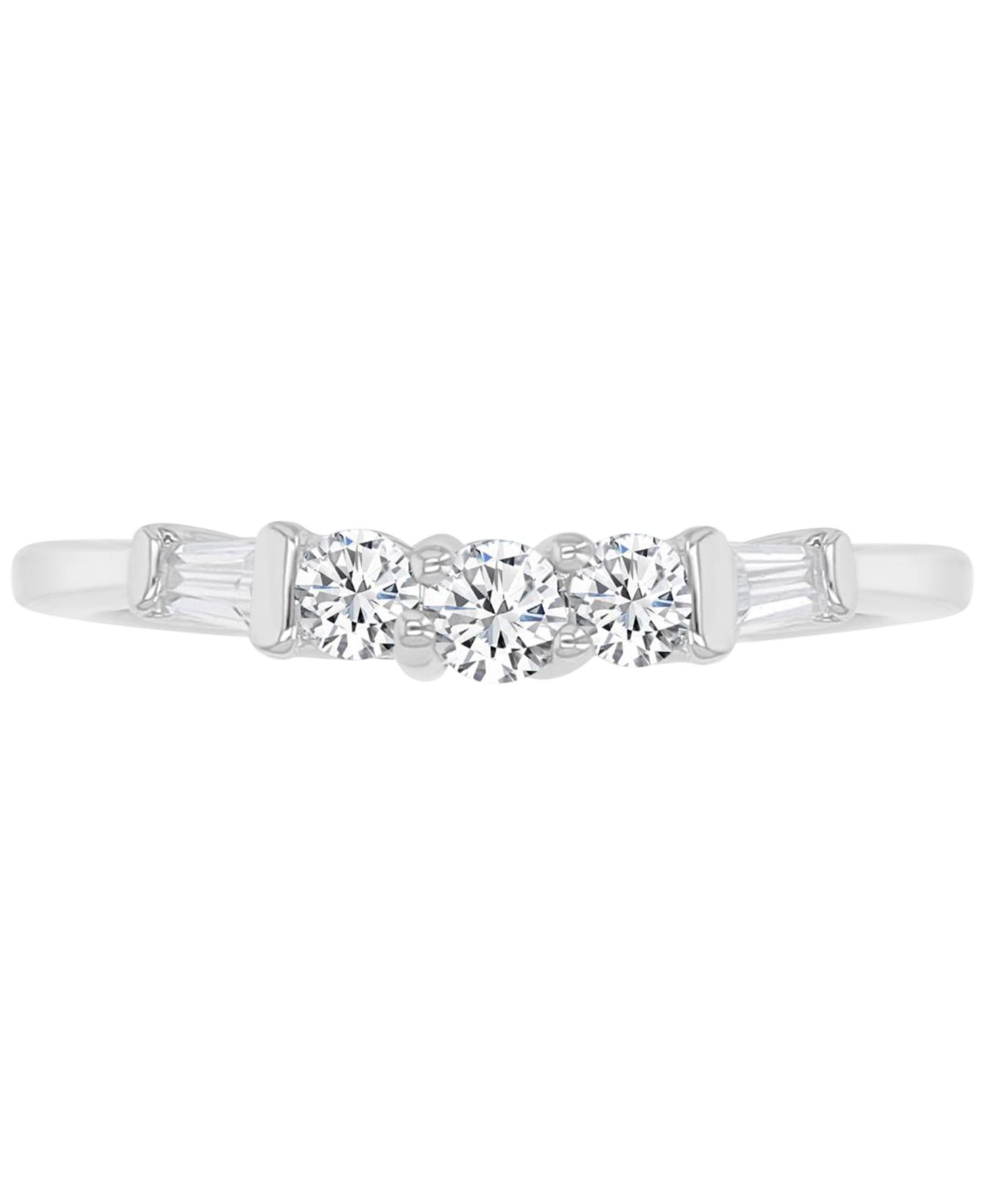 Cubic Zirconia Cushion & Round Rope Style Promise or Engagement Ring