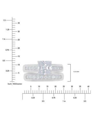Cubic Zirconia Princess Cut Channel Bridal Set in Sterling Silver