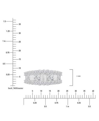 Cubic Zirconia Round & Baguette Graduated Band in Sterling Silver
