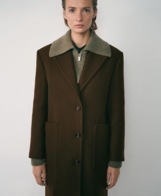 MANGO Women's Pockets Detail Virgin Wool Coat - Macy's
