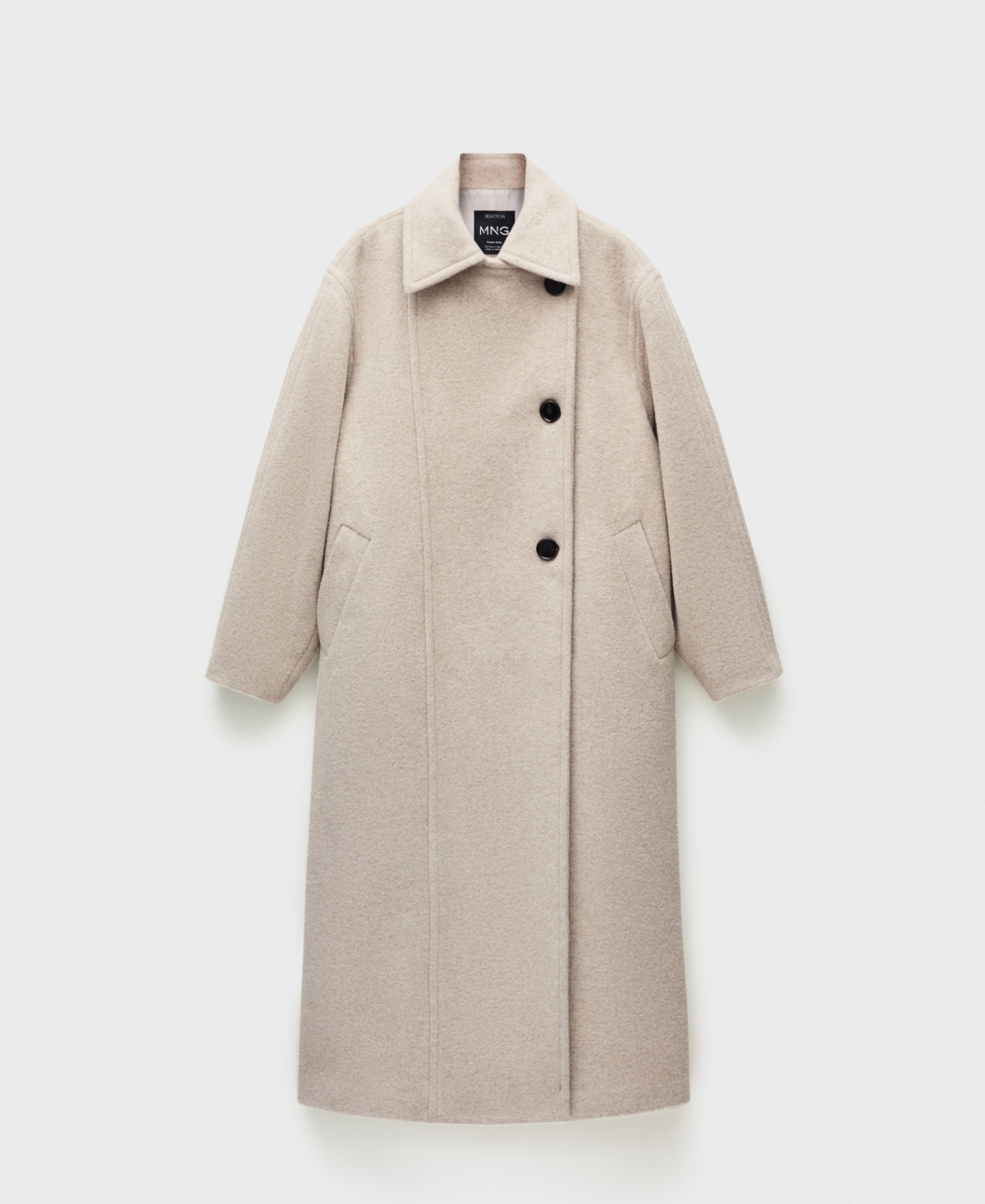 Mango Double-breasted Wool Coat Ecru In Ecru
