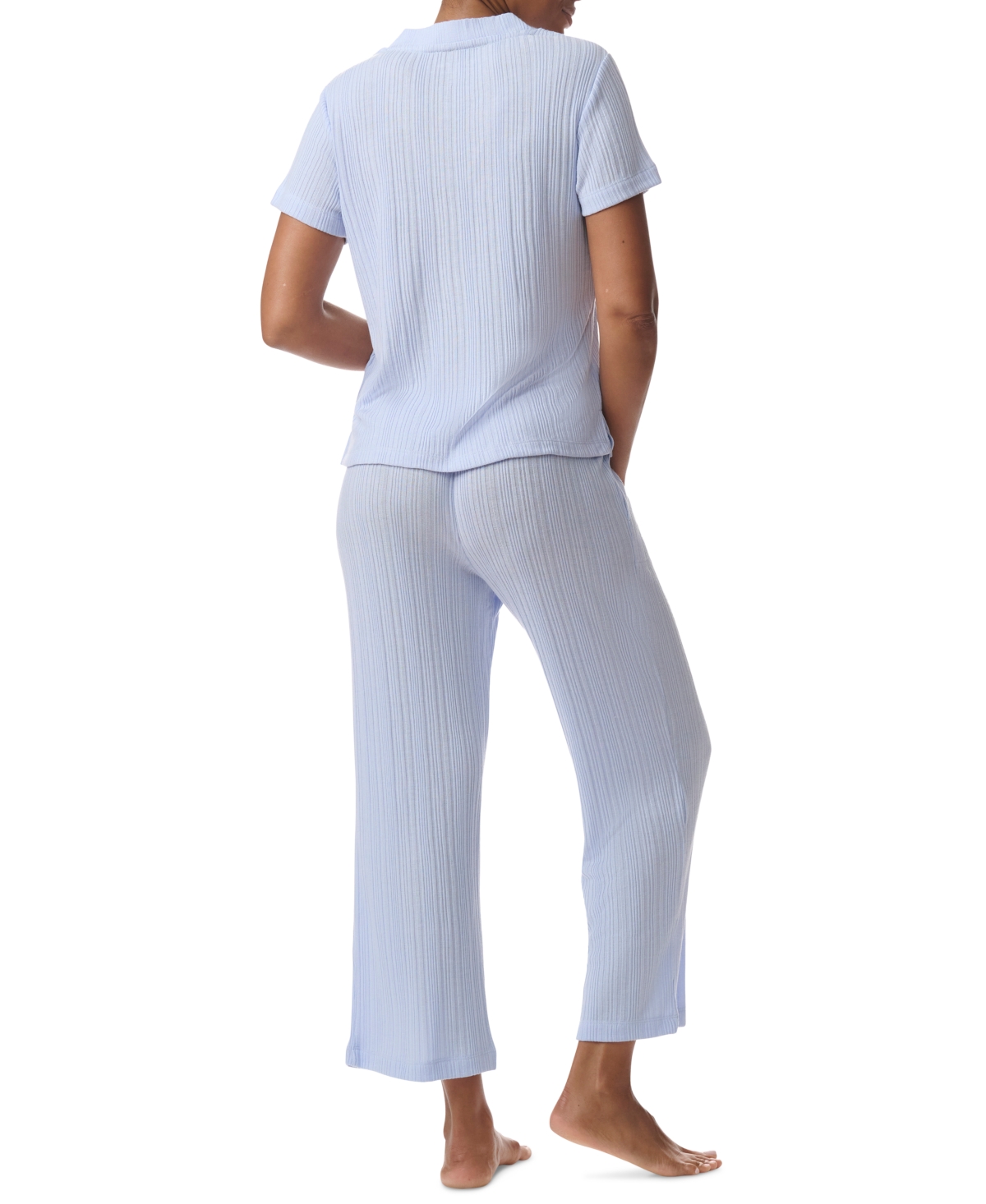 Tommy Hilfiger Women's 2-pc. Th Cardigan Top & Cropped Pants Pajama Set In Sweet Blue