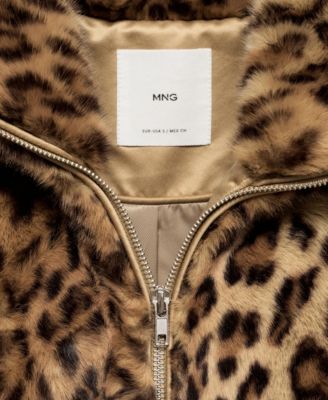 MANGO Women's Leopard Fur-Effect Jacket