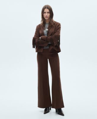 Women's Leather-Effect Fringed Jacket