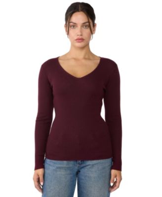 Women's 100% Cashmere V-Neck Sweater | Ribbed Tissue Weight Cashmere Sweaters