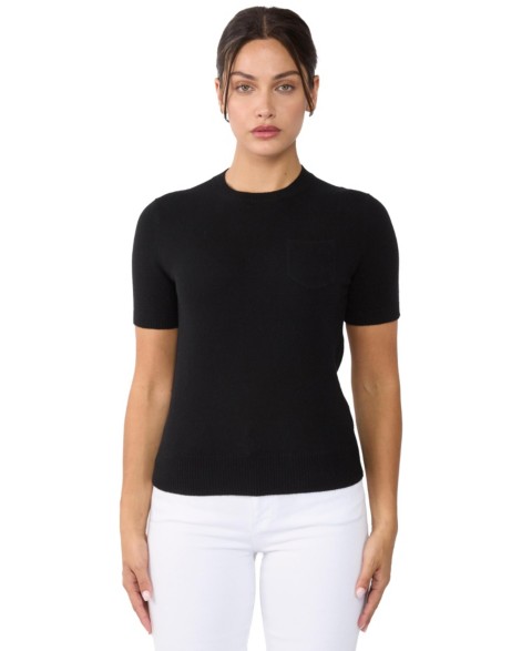 Женские JENNIE LIU Women's 100% Cashmere Crewneck Short Sleeve Sweater