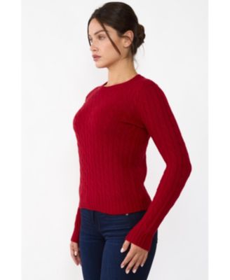 Women's 100% Cashmere Crewneck Sweater | Chuncky Cashmere Cable-knit Sweaters