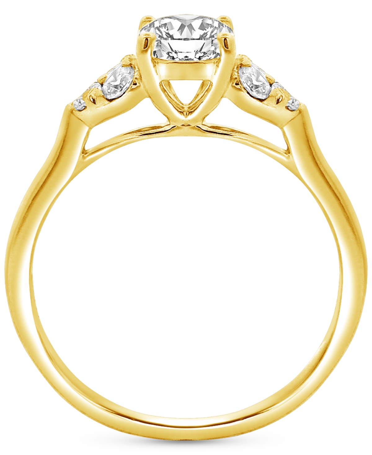 Macy's Diamond Shoulder Cluster Engagement Ring (1 Ct. T.w.) In 14k Gold In Yellow Gold