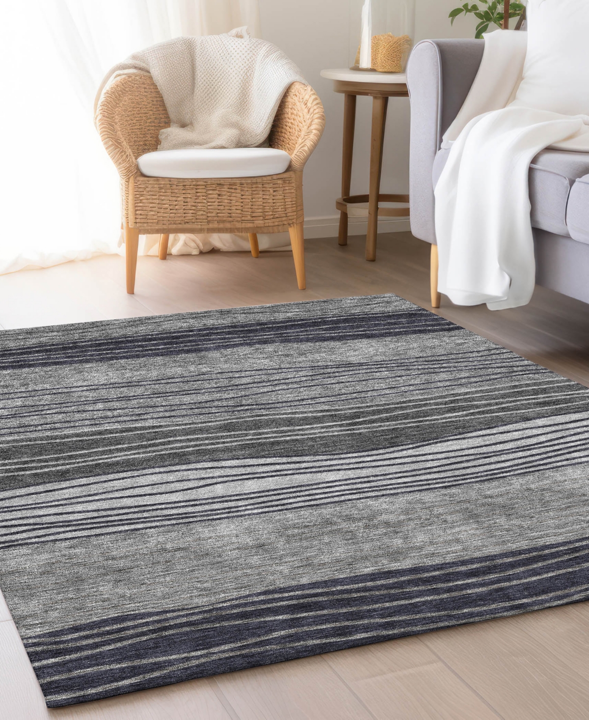 Addison Chantille Machine Washable Acn735 9'x12' Area Rug In Gray