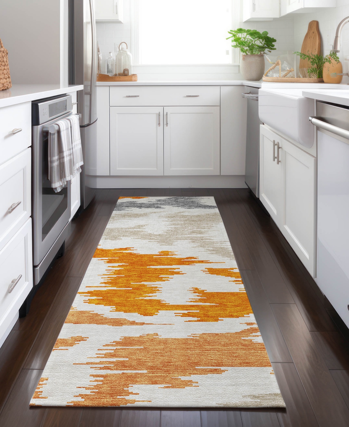 Addison Chantille Acn746 2'3"x7'6" Runner Area Rug In Orange