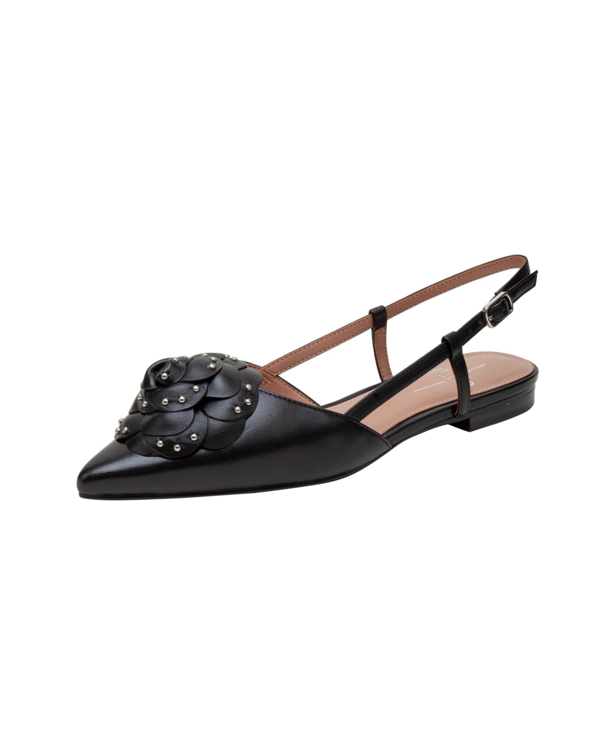 Cadie Microstud Rosette Slingback Flats - Blush pink nappa