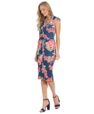 Petite Floral-Print Ruched Sheath Dress