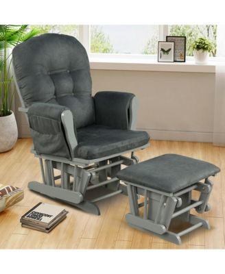 Glider and Ottoman Cushion Set Wood Baby Nursery Rocking Chair