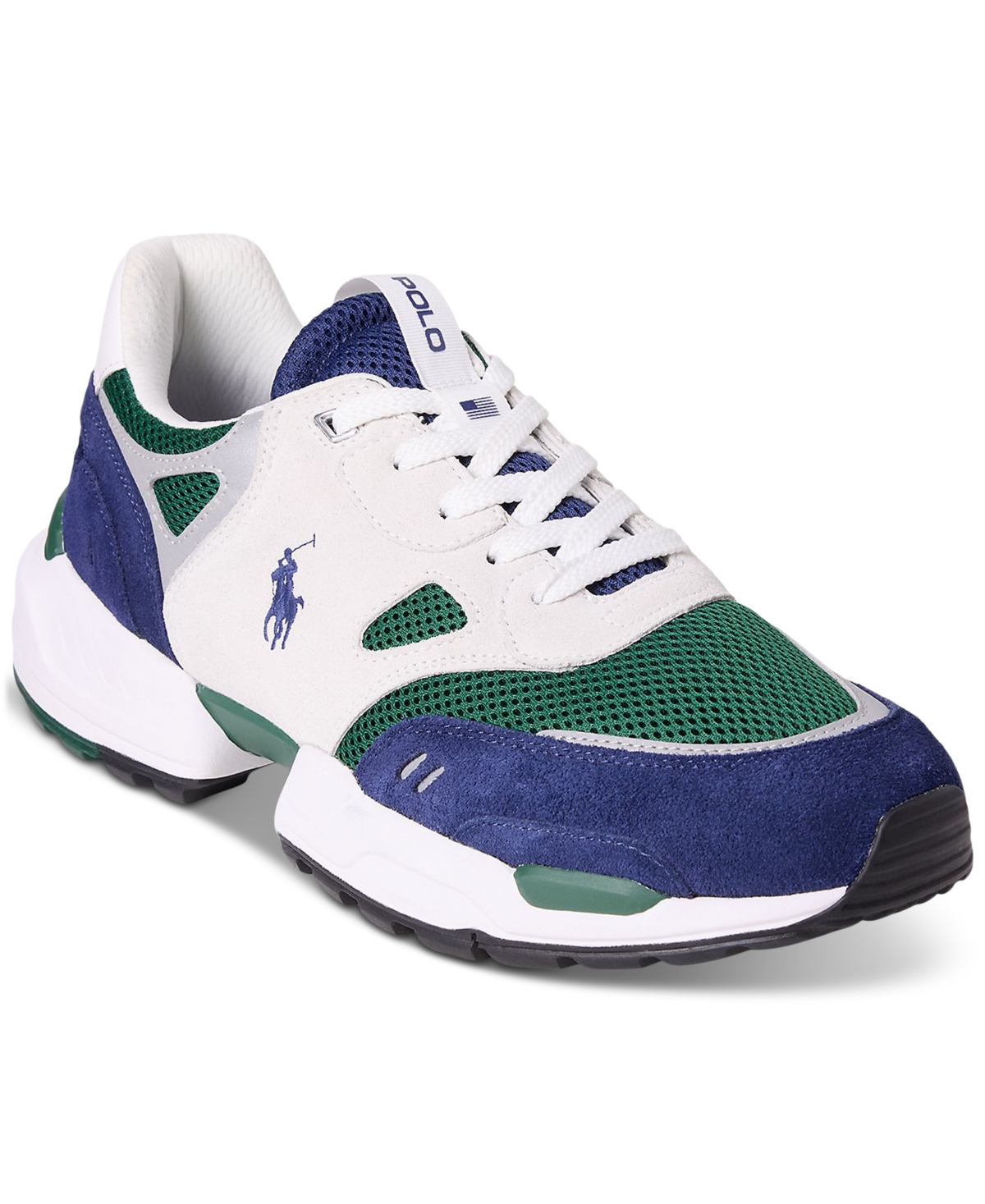 Polo Ralph Lauren Trackster 200 Sneaker In Navy,bianco,green