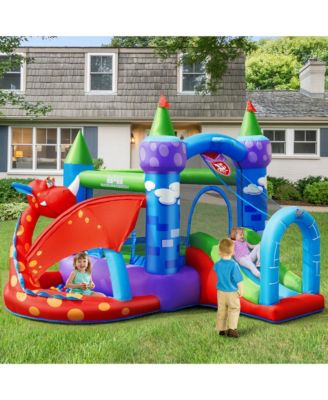 Kids Inflatable Bounce House Dragon Jumping Slide Bouncer Castle W/ 750W Blower