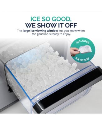 Luma Nugget Countertop Ice Maker, 44 lbs in 24 hours, Black Stainless Steel Ice Machine, Perfect for Home Bar, Kitchen Countertop, RV, Home Office