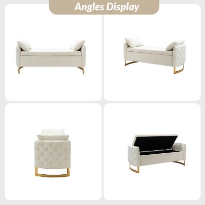 Christoph Upholstered Flip Top Storage Bench with Metal Legs