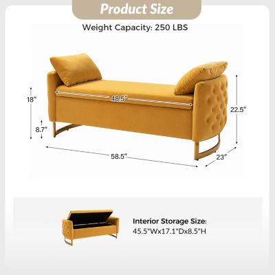 Christoph Upholstered Flip Top Storage Bench with Metal Legs