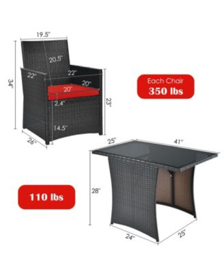 3 Pieces Patio Rattan Furniture Set with Cushion and Sofa Armrest