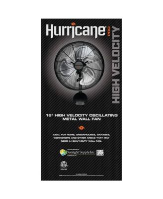 16 Inch Pro High Velocity Oscillating Metal Wall Mount Fan, Black