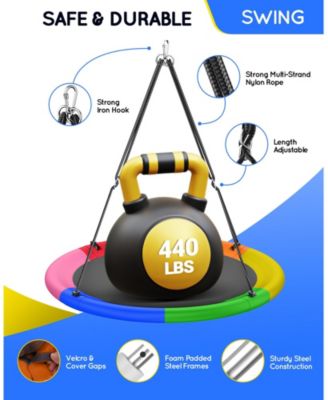 43" Saucer Tree Swing for Kids Adult, Waterproof Flying Saucer Swing with Adjustable Hanging Straps, Swing Seats for Backyard Outdoor Indoor Playground