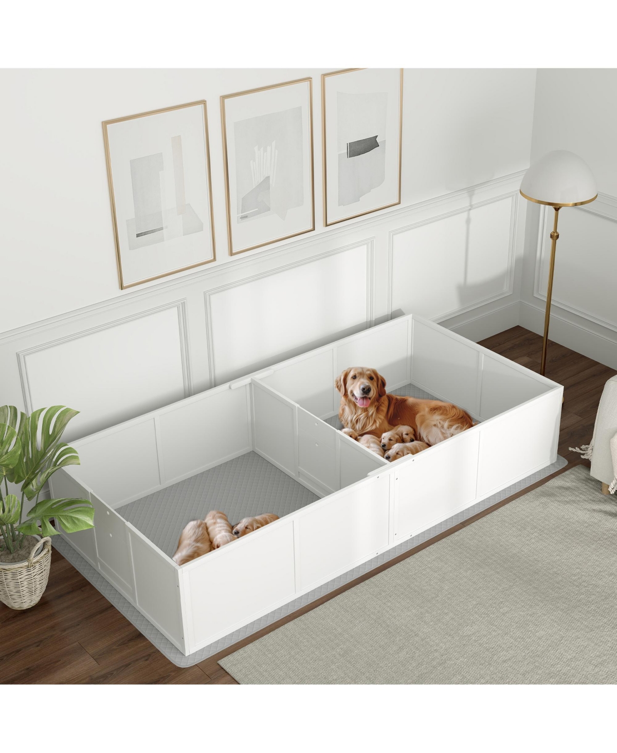 PawHut Whelping Box for Dogs and Puppies w/ Waterproof Pad for L Dogs