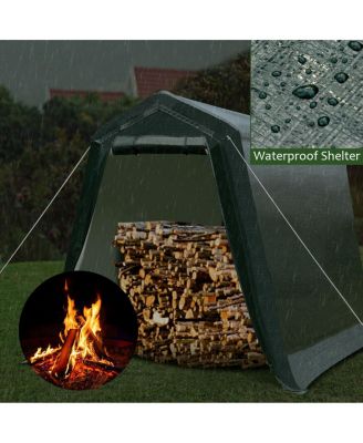 Outdoor Carport Shed with Sidewalls and Waterproof Ripstop Cover