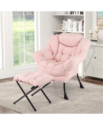 Modern Accent Chair with Folding Footrest and Head Pillow
