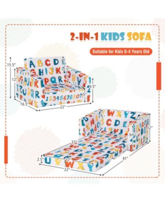 2-in-1 Convertible Kids Sofa with Velvet Fabric