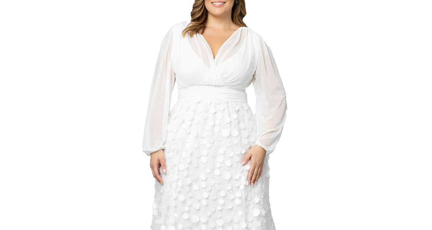 Plus Size Enchanted Garden Long Sleeve Wedding Gown